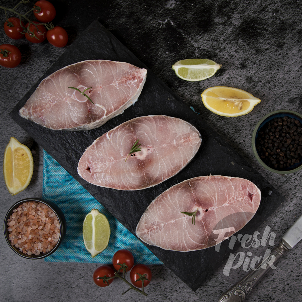 Rawas Steaks | Deep Sea fished | Chemical Free | 100g Supplies 32% of your daily Proteins | 500g (3-4 large pieces in pack)