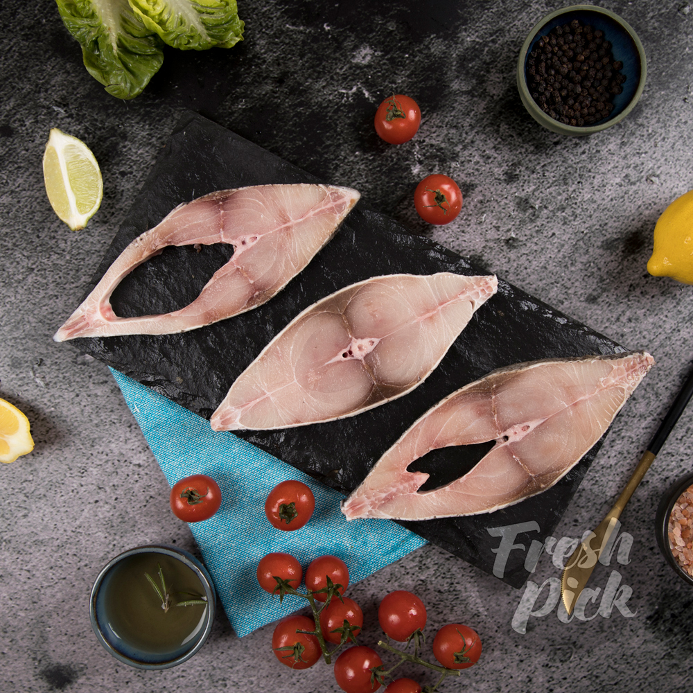 Black Pomfret Slices  | Deep Sea fished | Protein-Rich | 100gms provides 21% of the daily protein needs of an avg adult | 500g (6-8 medium pieces in a pack)