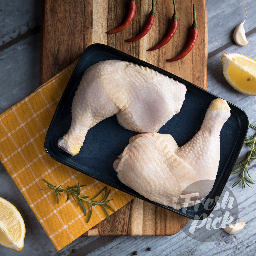 Chicken Leg w Skin | Antibiotic-free | Grain-fed Farm-raised Chicken | Hormone-free | 325g (2 medium size pieces in 325Gms packaging)