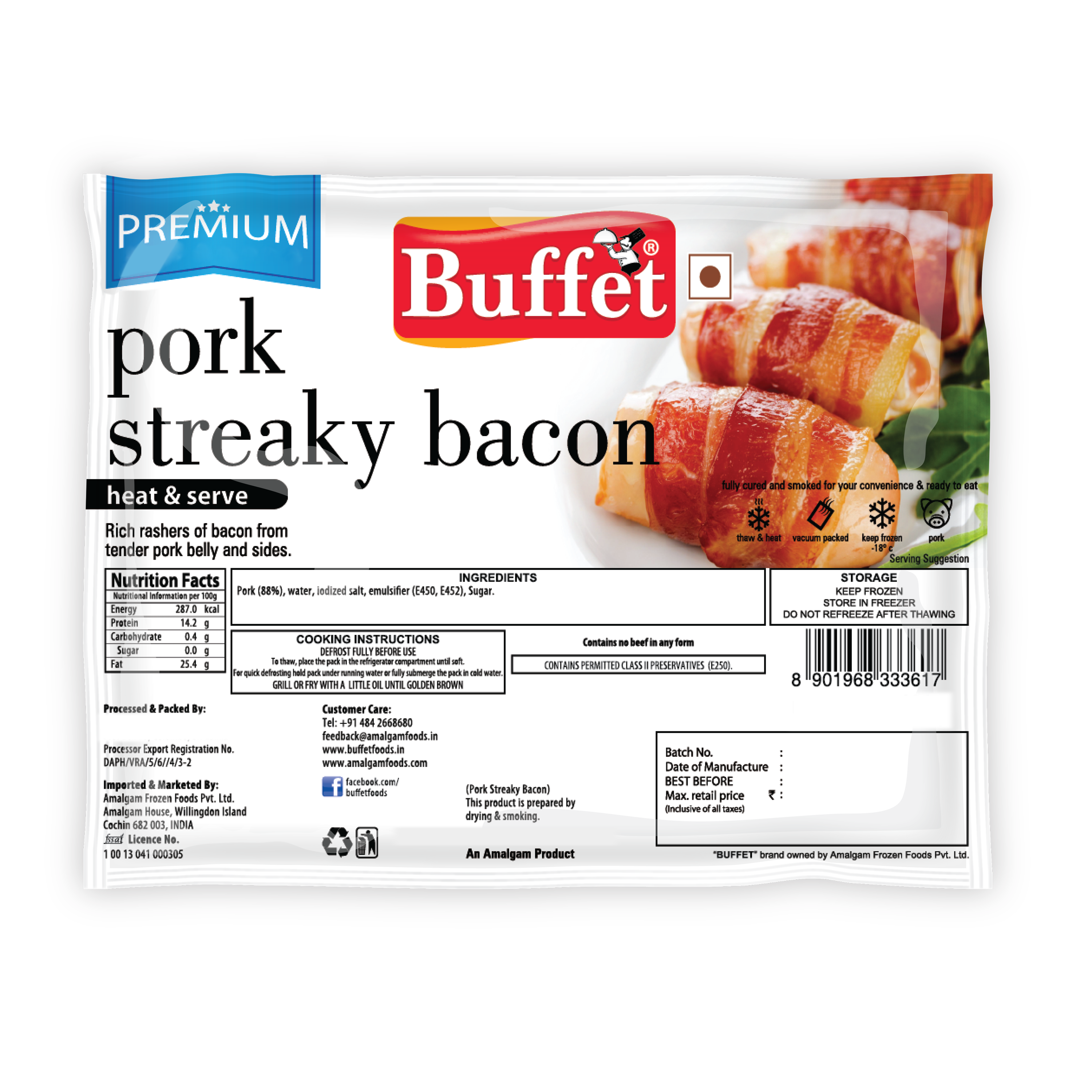 Buffet Pork Streaky Bacon 150Gms