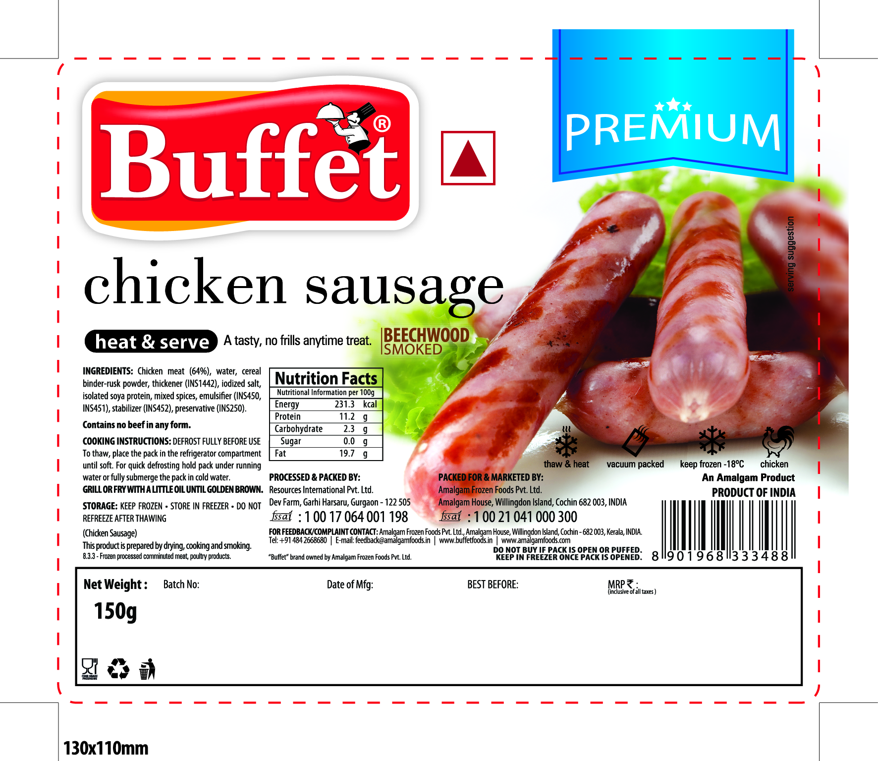 Buffet Chicken Sausage 150Gms